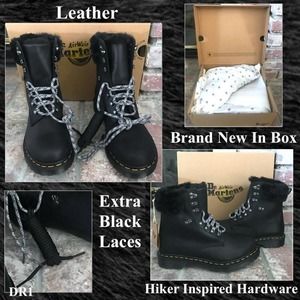 Dr. Martens 1460 Serena Leather Collar Faux Fur Lined Hiker Booties Size 11 BNIB